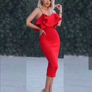 Red over the knee dress